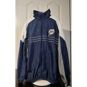 NFL Team Apparel Miami Dolphins Full Zip Jacket Windbreaker Blue SI Men’s 2XL